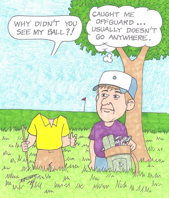 Caught me off guard personalized golf cartoon scene