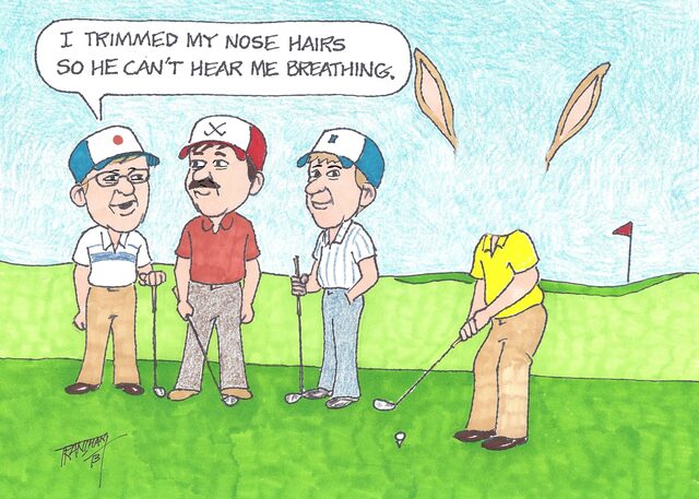 Trimmed my nose hairs personalized golf cartoon scene