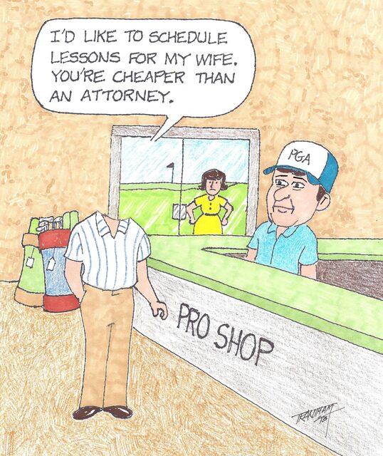 Lessons for my wife personalized golf cartoon scene